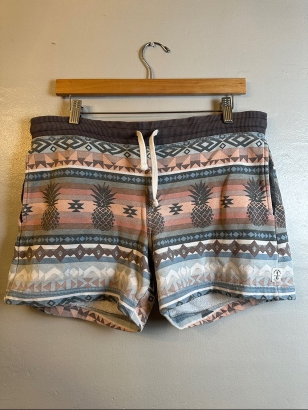 Chubbies Mens Lounge Shorts Geometric Aztec Pineapple Blue, Brown & Cream Small